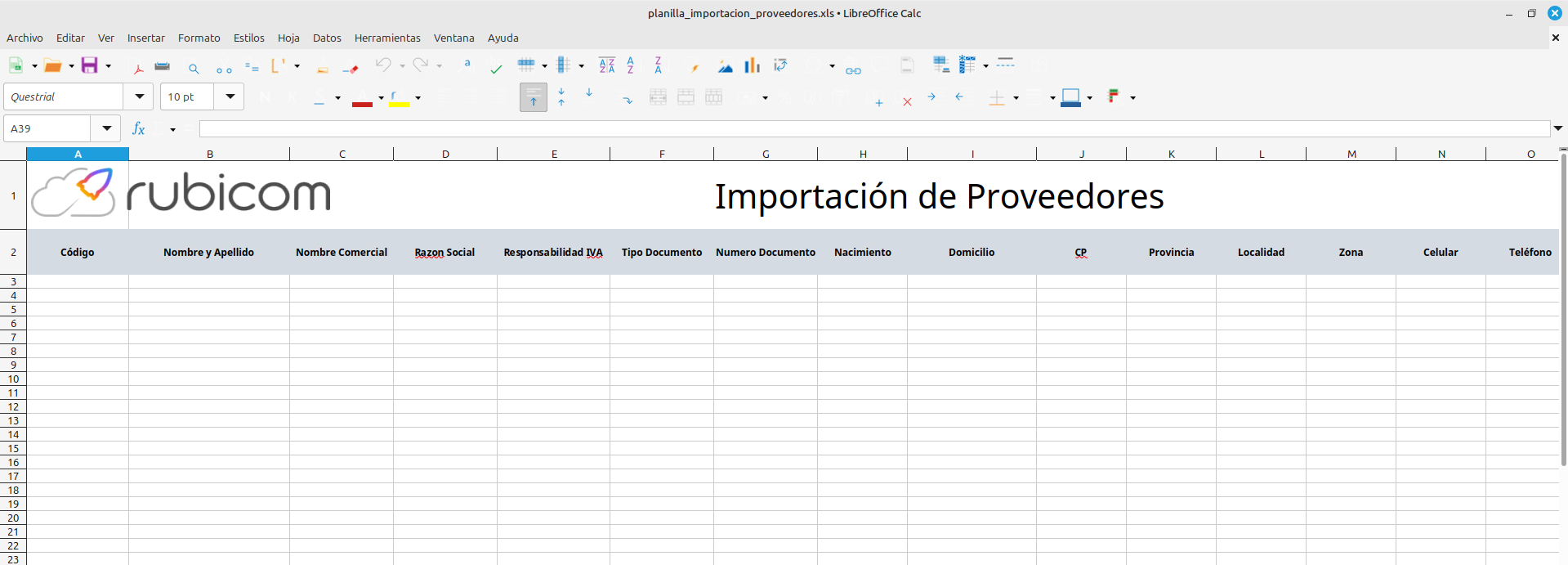 Proceso de subida de Excel