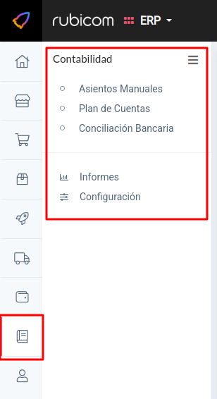 Botón con opciones de Asiento Manual e Imprimir listado