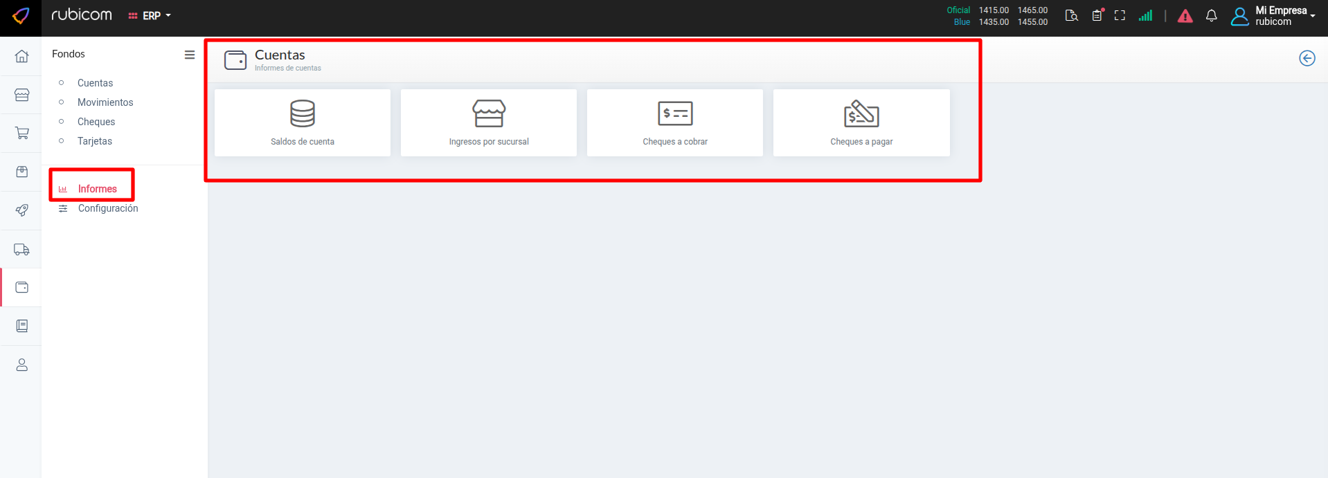 Informes del módulo Fondos