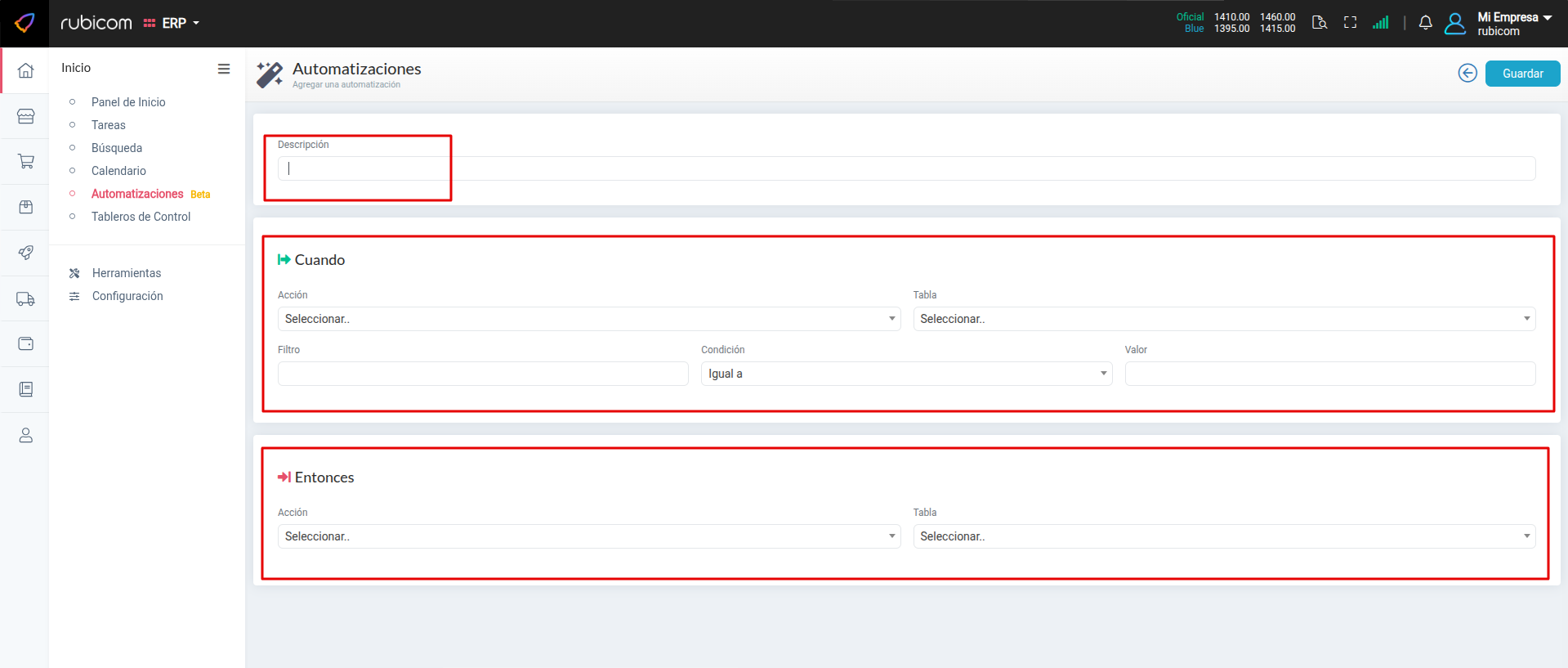 Creación de automatización