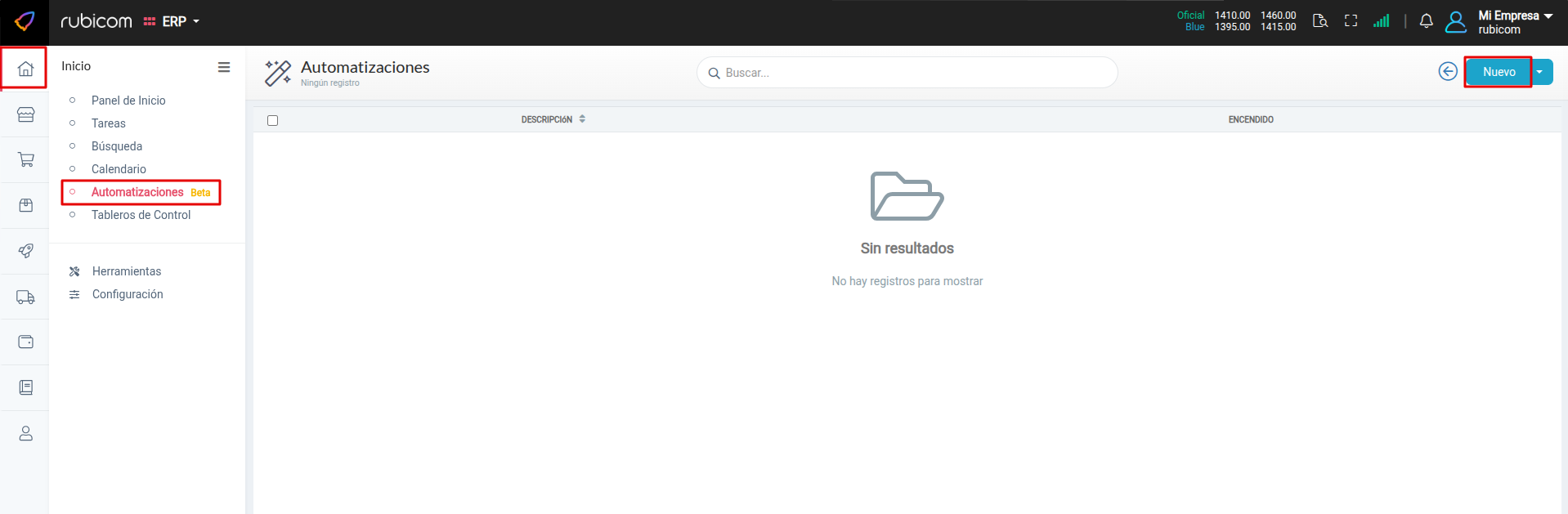 Listado de automatizaciones