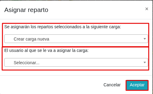 Mensaje de ubicación de pedido modificada
