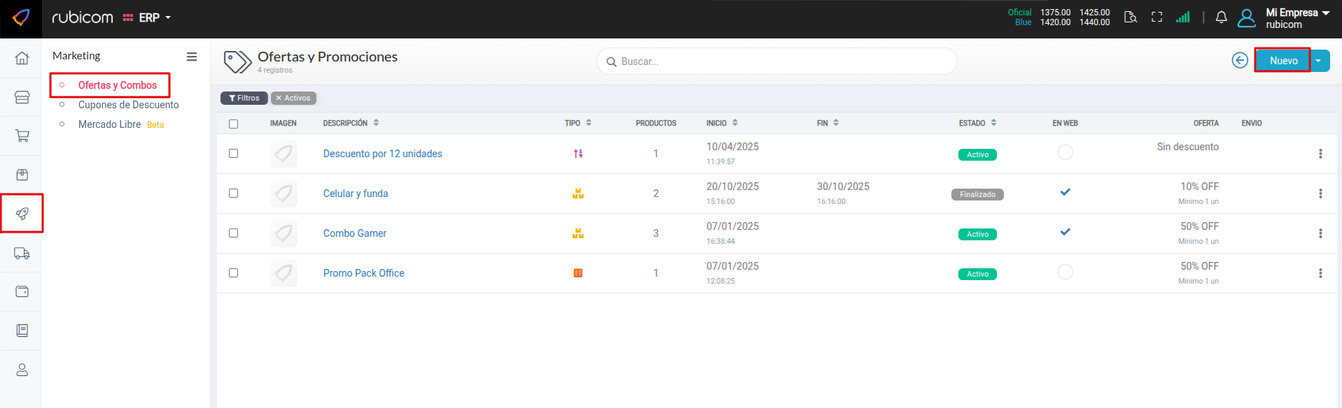 Formulario de nueva oferta, Paso 2: Tipo de oferta y Descuento