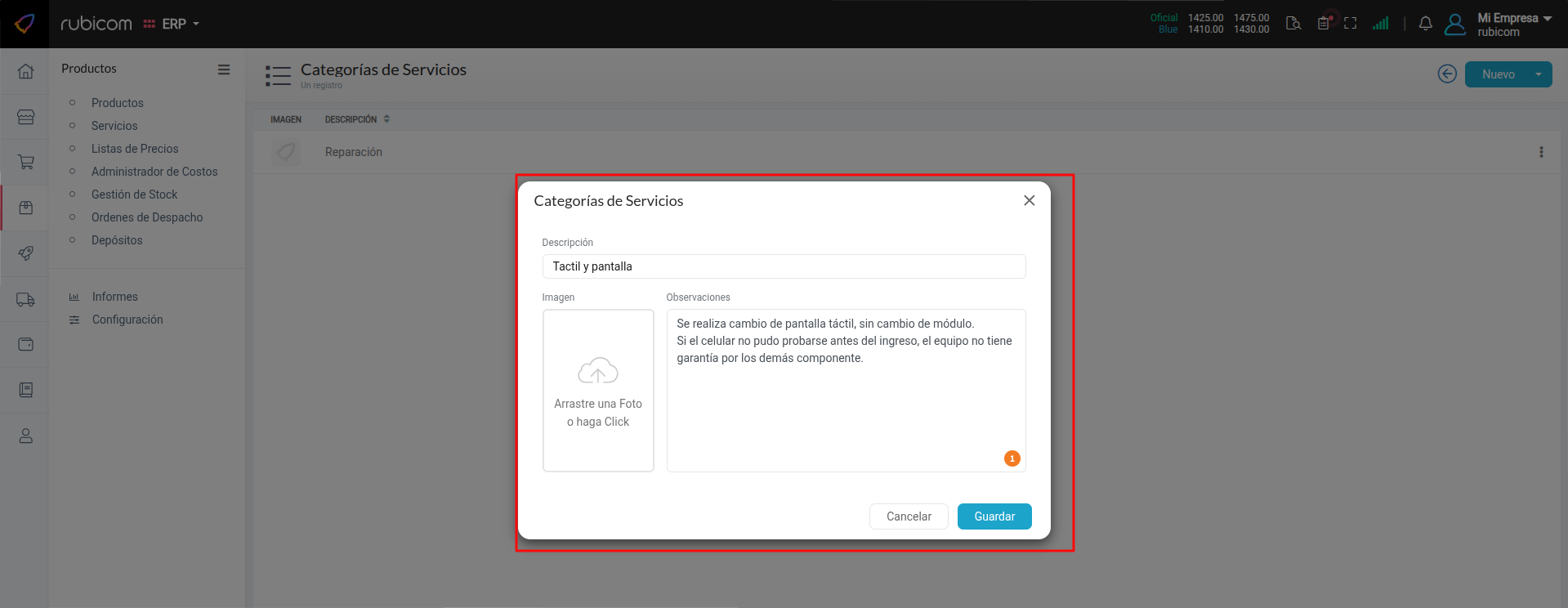 Ventana Nueva Categoría
