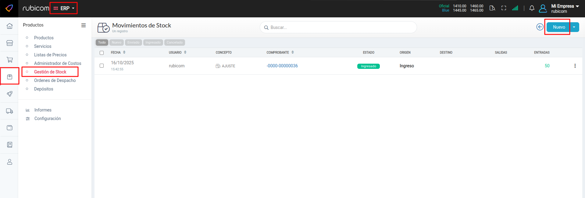 Opción para ajustar stock al subir planilla