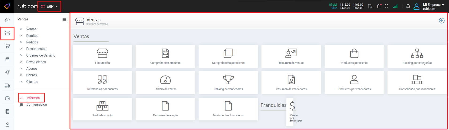 Detalle de informes por vendedor