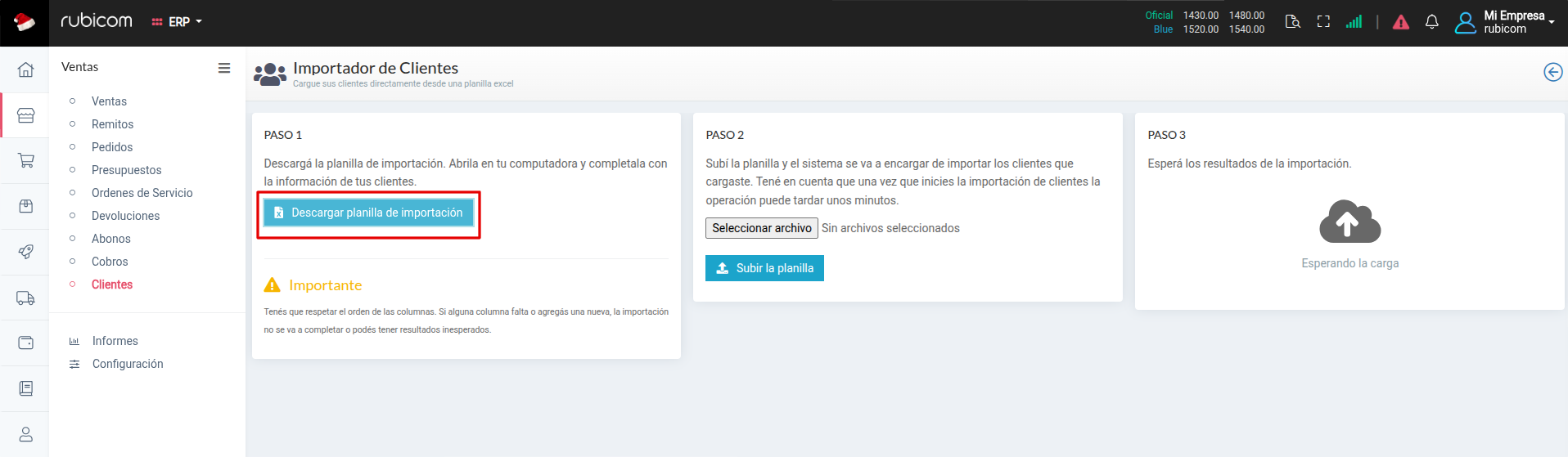 Proceso de subida de Excel