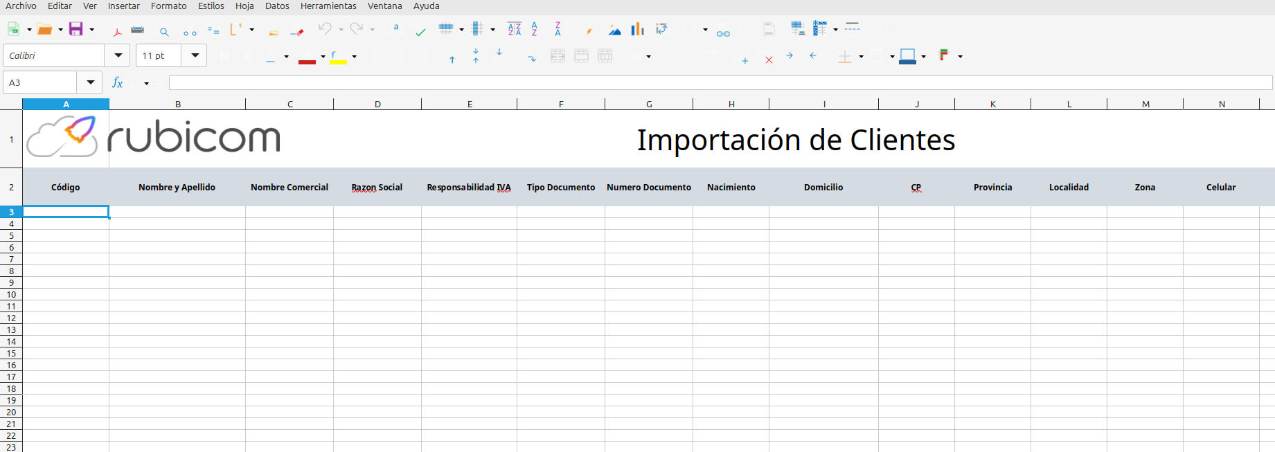 Proceso de subida de Excel