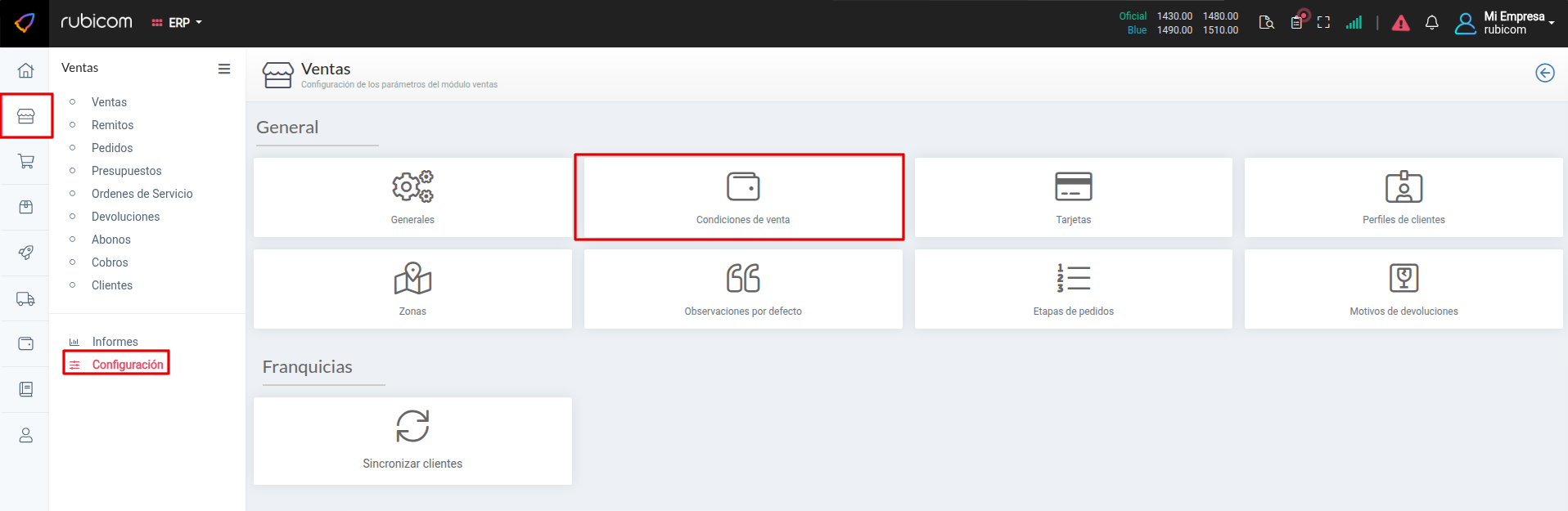 Acceso a condiciones de venta