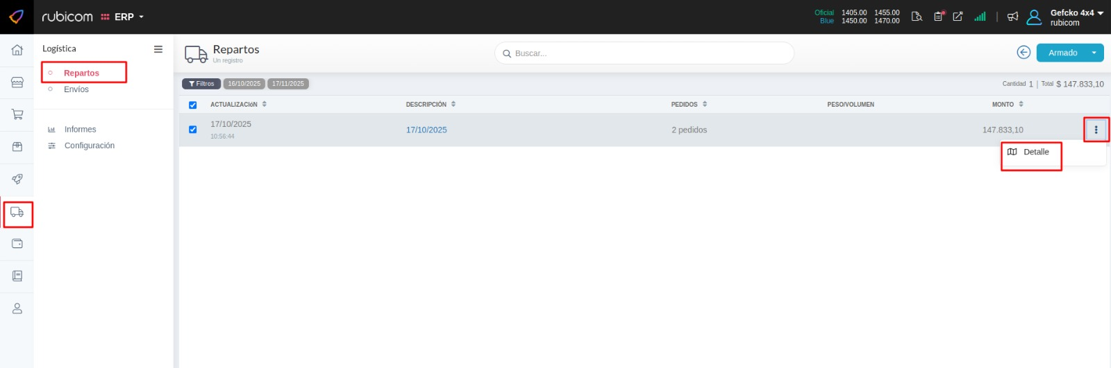 Módulo de Logística - Repartos