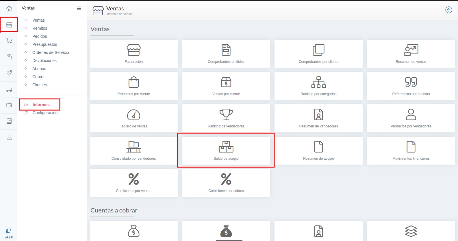 Informe de saldo de acopio