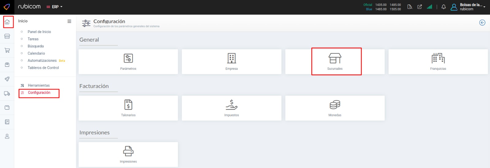 Creación de sucursales